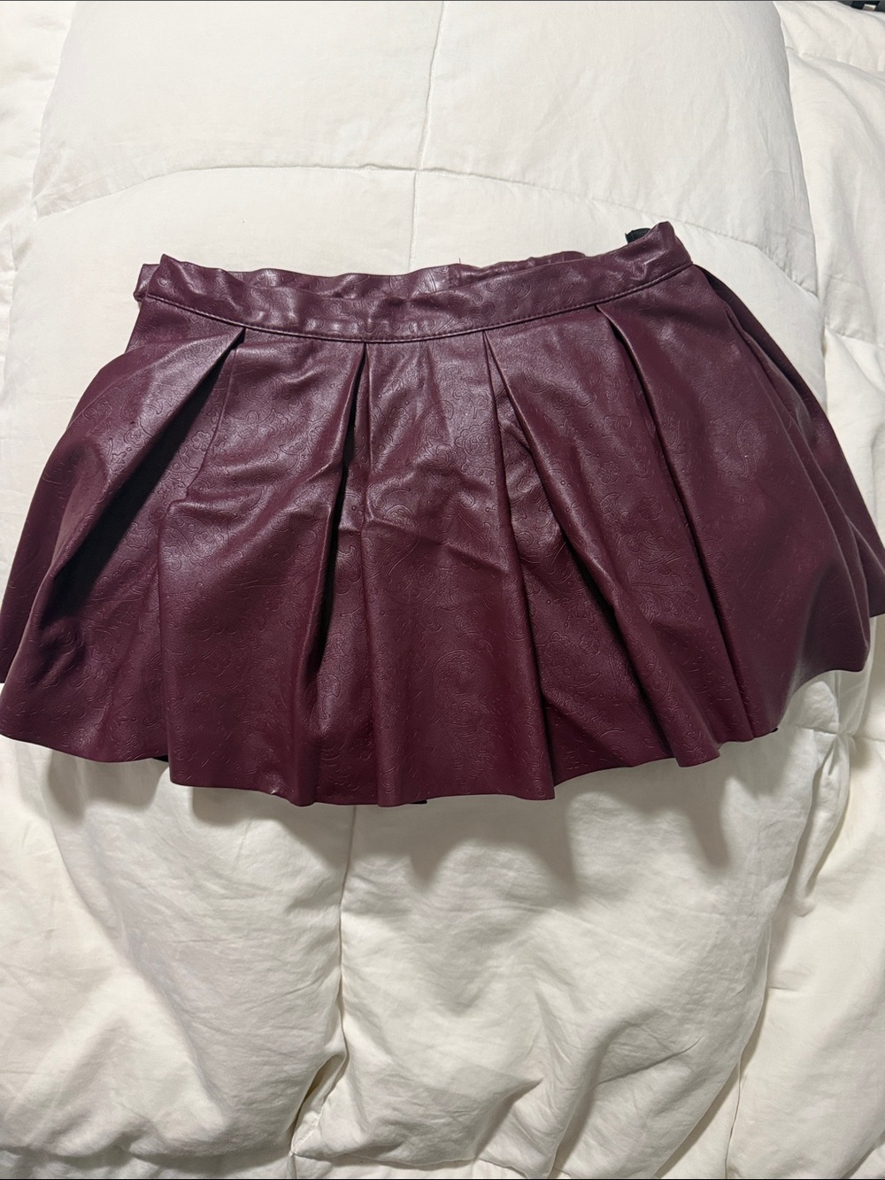 American Girl Plum Pleated Faux Leather Skirt